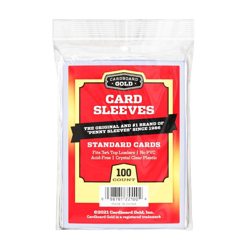 كاردبورد جولد أغطية كرتونية ذهبية اللون لبطاقات التداول - 100 غطاء حماية للبطاقات مصنوع من بلاستيك متين وشفاف تمامًا لبطاقات البيسبول والرياضة وبطاقات التجميع والبطاقات ذات الحجم القياسي 2-5/8 × 3-5/8 (67 × 94 مم) - Image 1